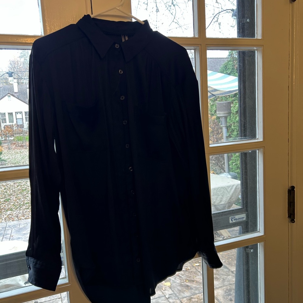Anthropologie Elegant Black Long Sleeve Blouse